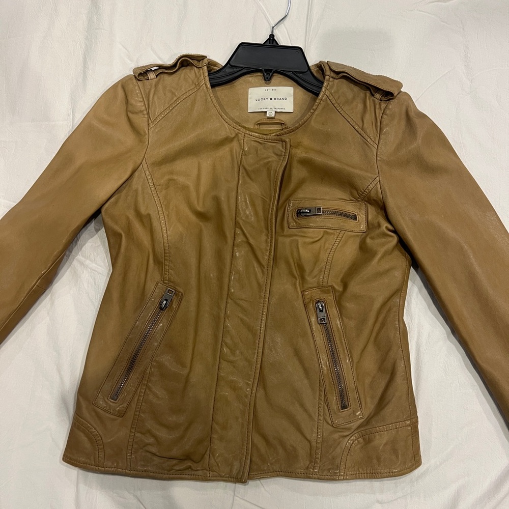 Lucky Brand Women's Tan Leather Jacket - Picture 1 of 7